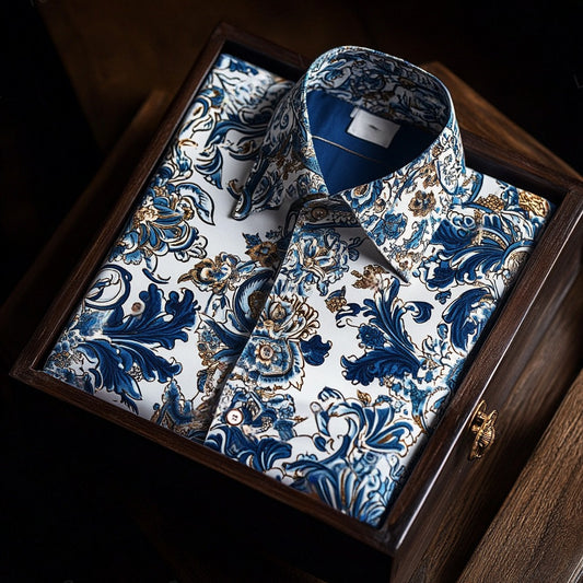 Men's Paisley Classical Pattern Long Sleeve Shirt