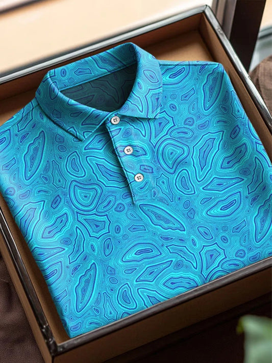 Retro Pattern Art Print Casual Cotton Short Sleeve Polo
