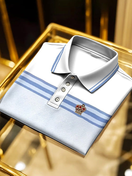 Men's Classic Business Logo Button Short Sleeve Polo Shirt