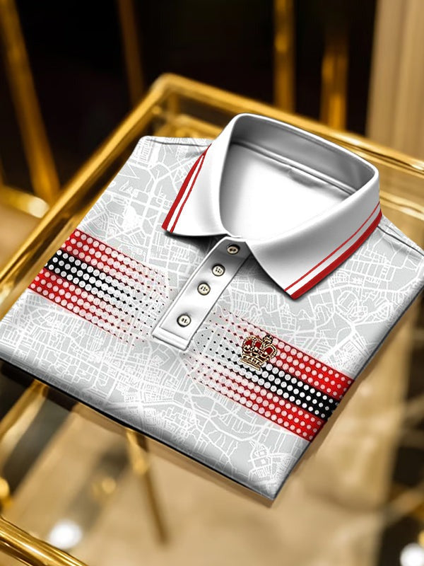 Men's Classic Business Logo Button Short Sleeve Polo Shirt