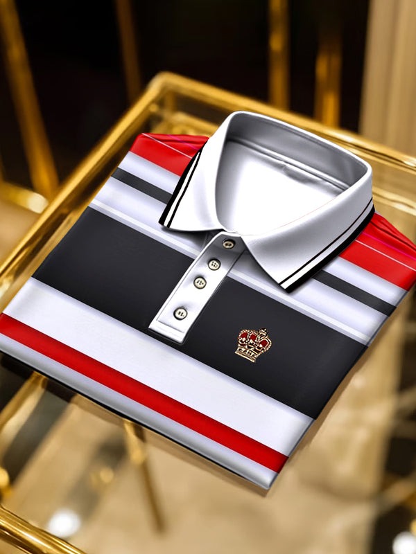 Men's Classic Business Logo Button Short Sleeve Polo Shirt