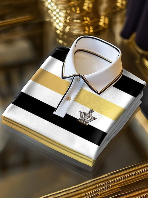 Men's Classic Business Logo Button Short Sleeve Polo Shirt
