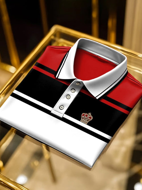 Men's Classic Business Logo Button Short Sleeve Polo Shirt