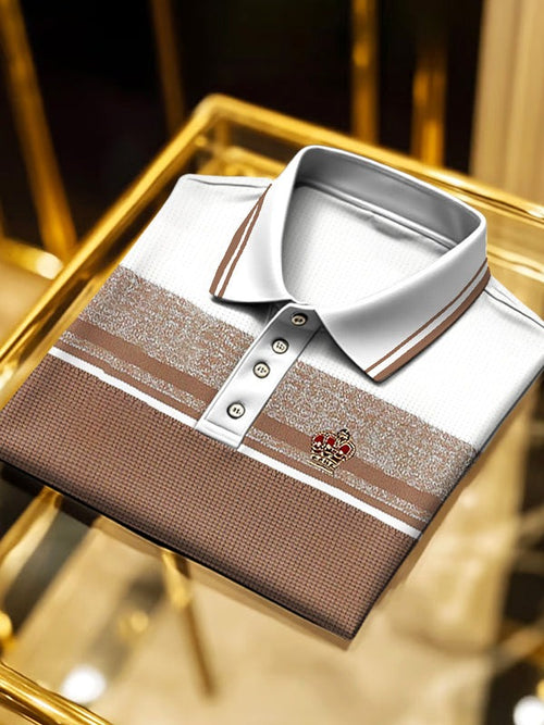 Men's Classic Business Logo Button Short Sleeve Polo Shirt