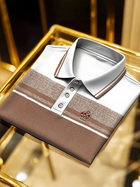 Men's Classic Business Logo Button Short Sleeve Polo Shirt