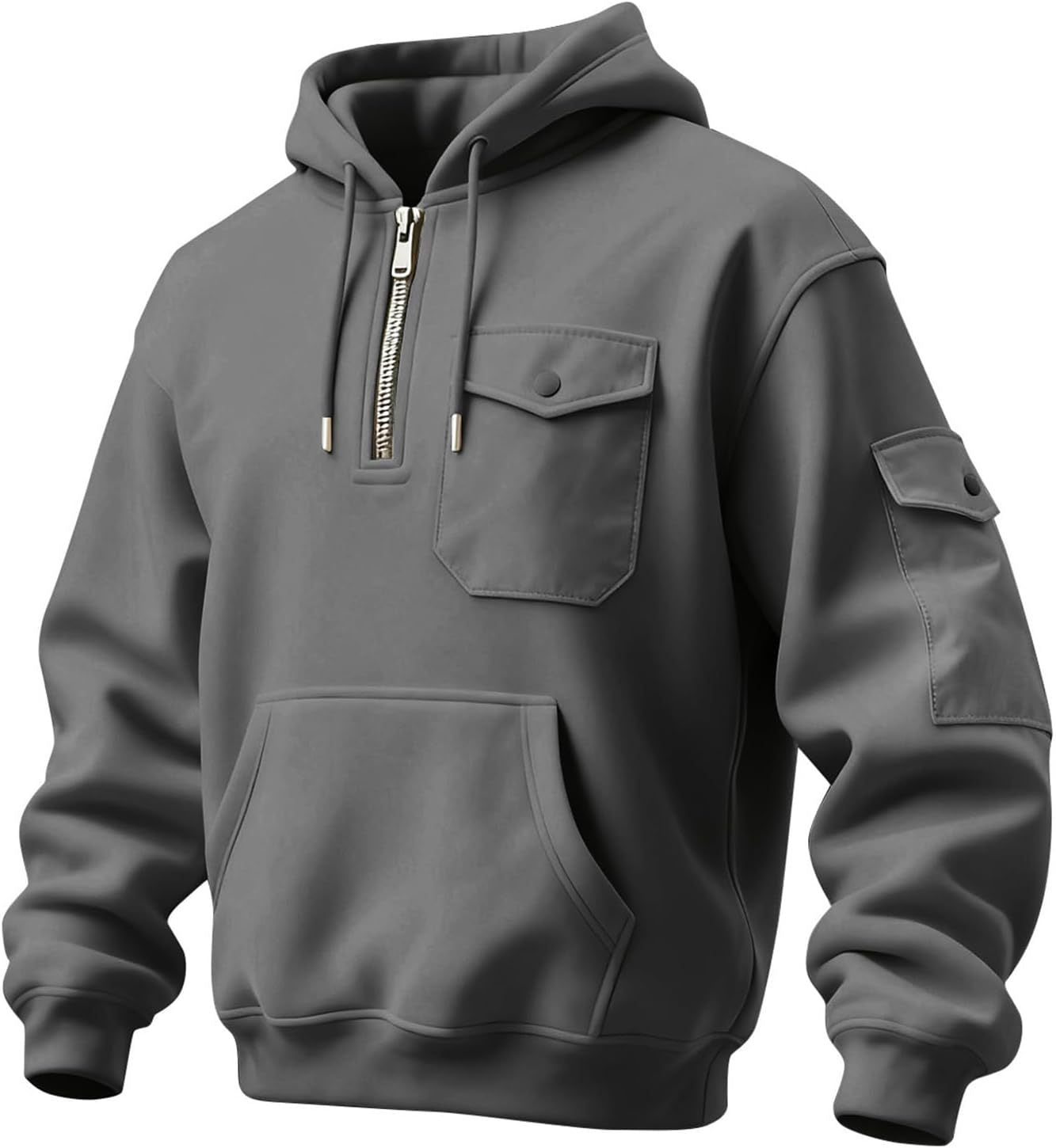 Men's Vintage Multi-pocket Hooded Long-Sleeved Sweatshirt