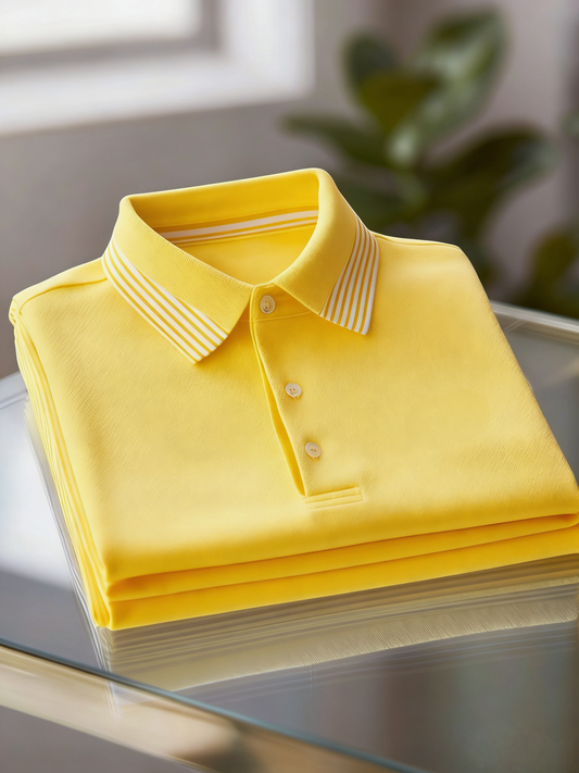 Men's Classic Business Button Short Sleeve Polo Shirt
