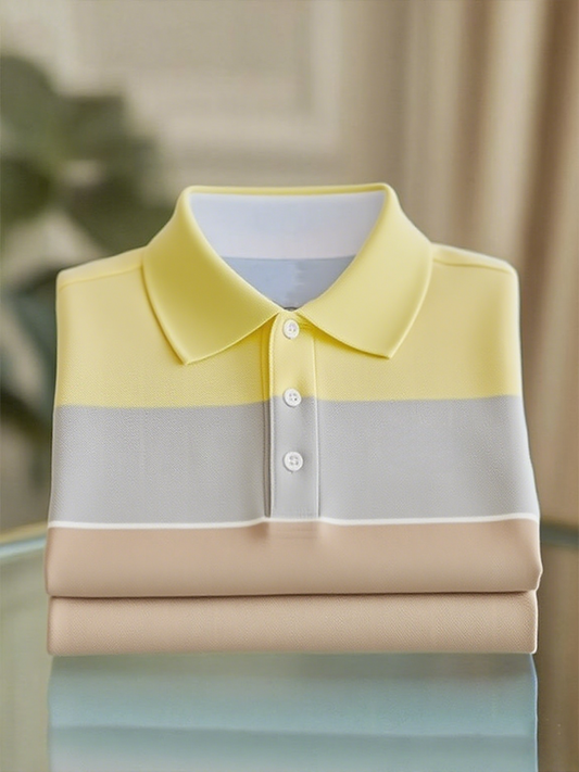 Men's Classic Business Button Short Sleeve Polo Shirt