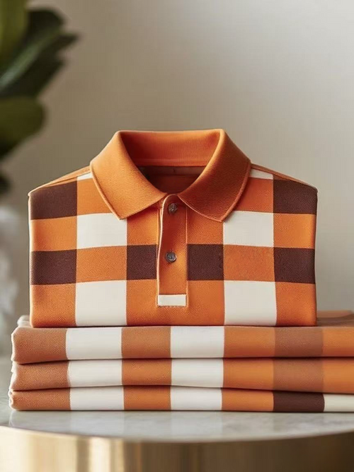 Men's Classic Business Button Short Sleeve Polo Shirt