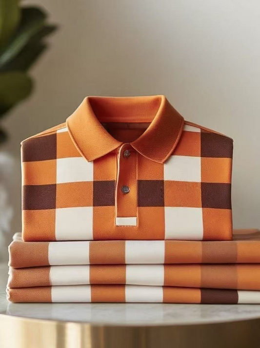 Men's Classic Business Button Short Sleeve Polo Shirt