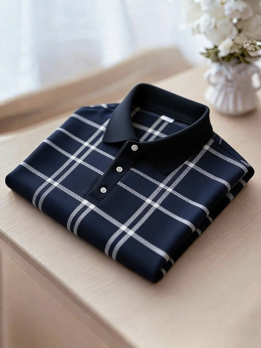 Men's Classic Business Button Short Sleeve Polo Shirt