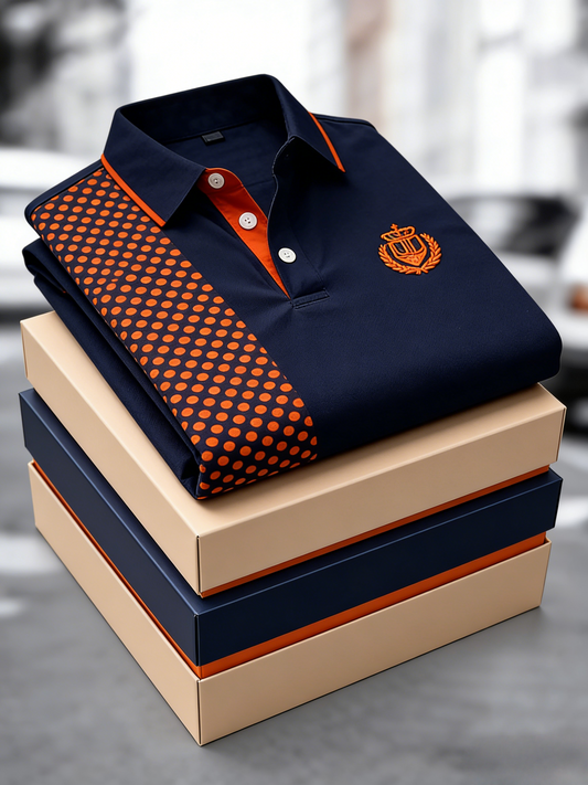 Men's Classic Business Button Short Sleeve Polo Shirt