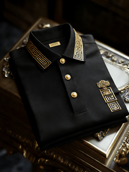Men's Classic Business Button Short Sleeve Polo Shirt