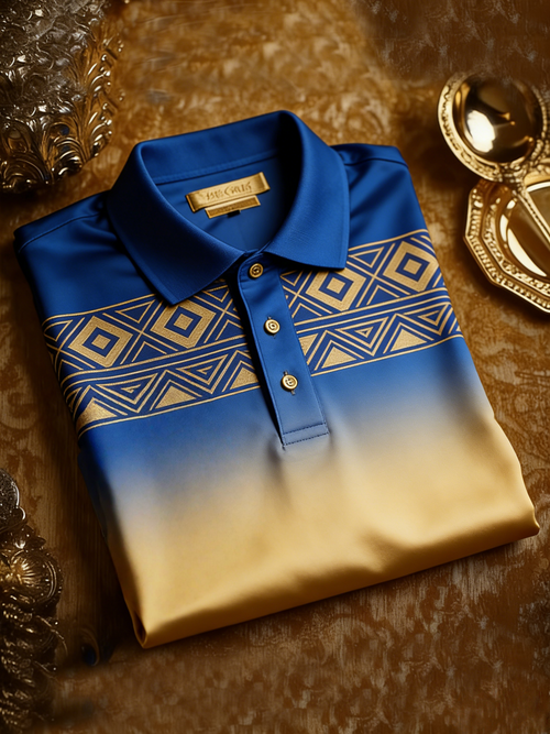 Men's Classic Business Button Short Sleeve Polo Shirt