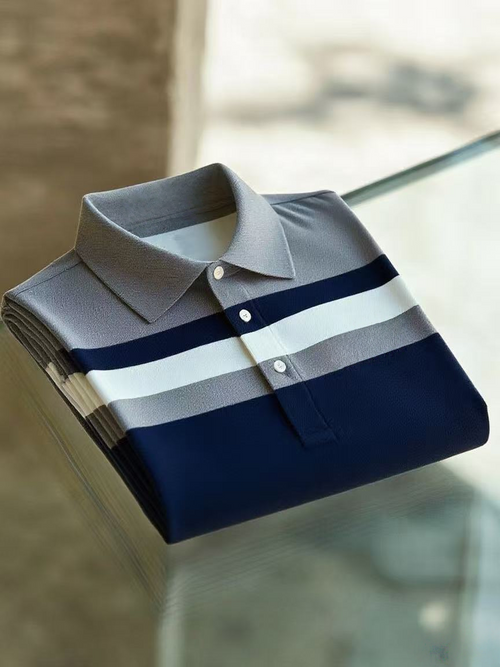 Men's Classic Business Button Short Sleeve Polo Shirt