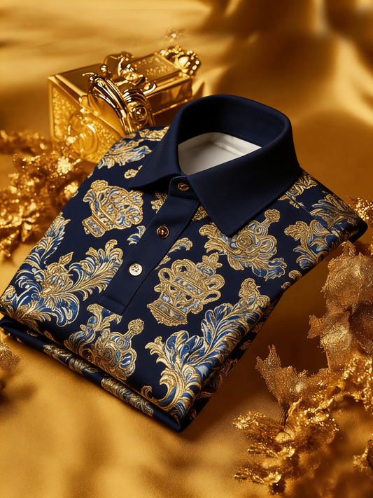 Men's Classic Business Button Short Sleeve Polo Shirt