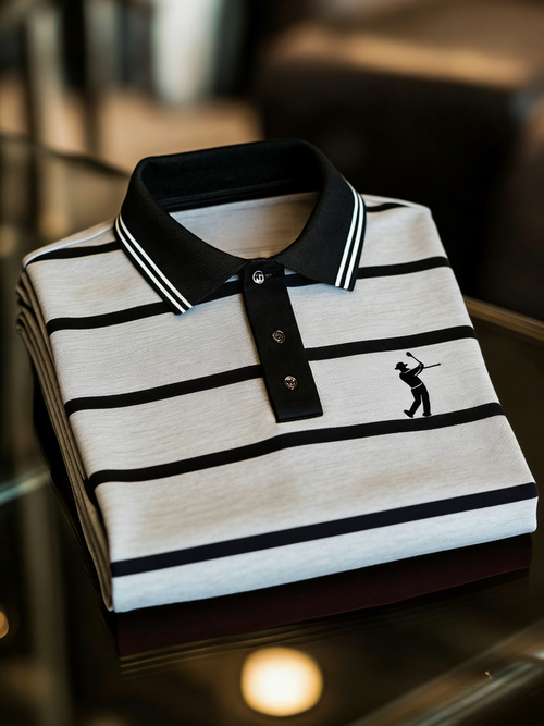 Men's Classic Business Button Short Sleeve Polo Shirt
