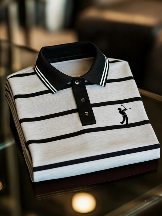 Men's Classic Business Button Short Sleeve Polo Shirt
