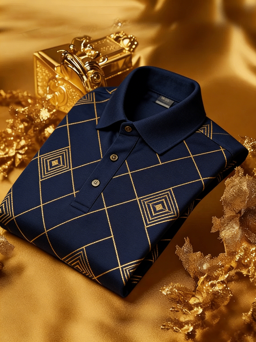 Men's Classic Business Button Short Sleeve Polo Shirt