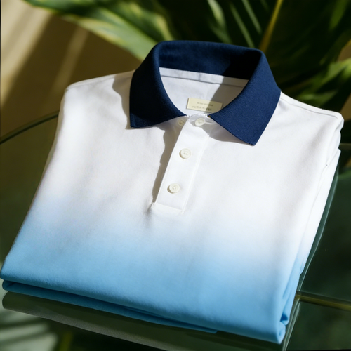 Men's Business Casual Jacquard Button Short Sleeve Polo Shirt