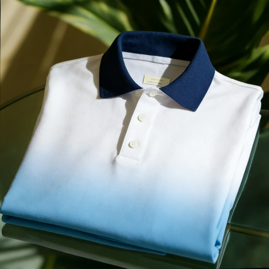 Men's Business Casual Jacquard Button Short Sleeve Polo Shirt