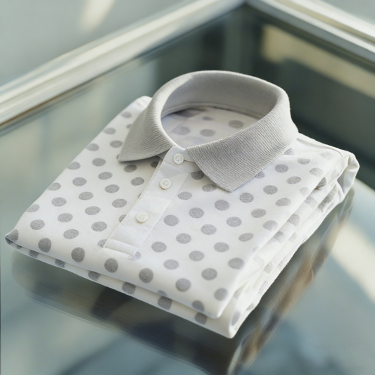 Men's Business Casual Jacquard Button Short Sleeve Polo Shirt