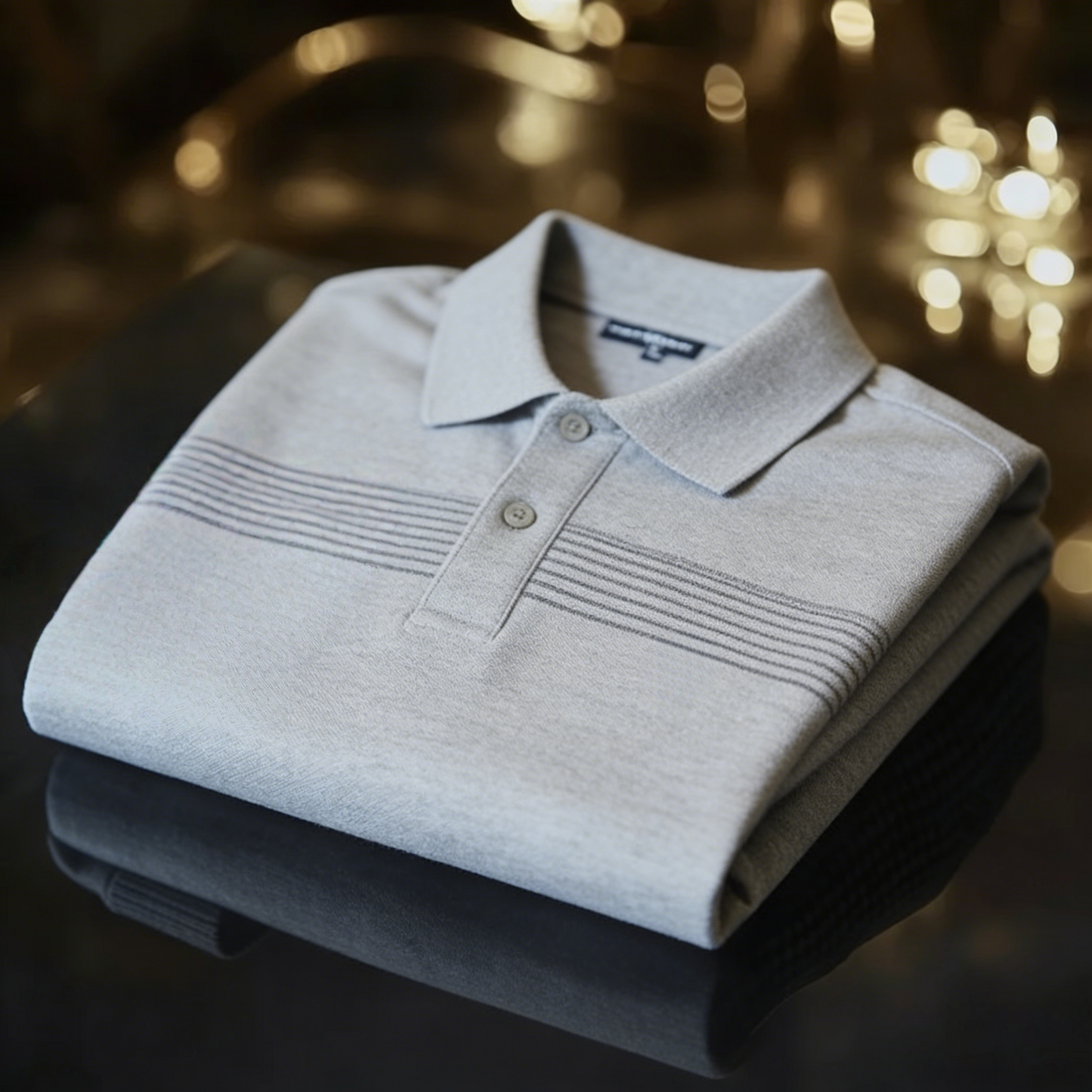 Men's Business Casual Jacquard Button Short Sleeve Polo Shirt