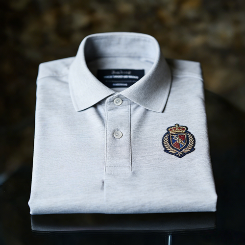Men's Business Casual Jacquard Button Short Sleeve Polo Shirt