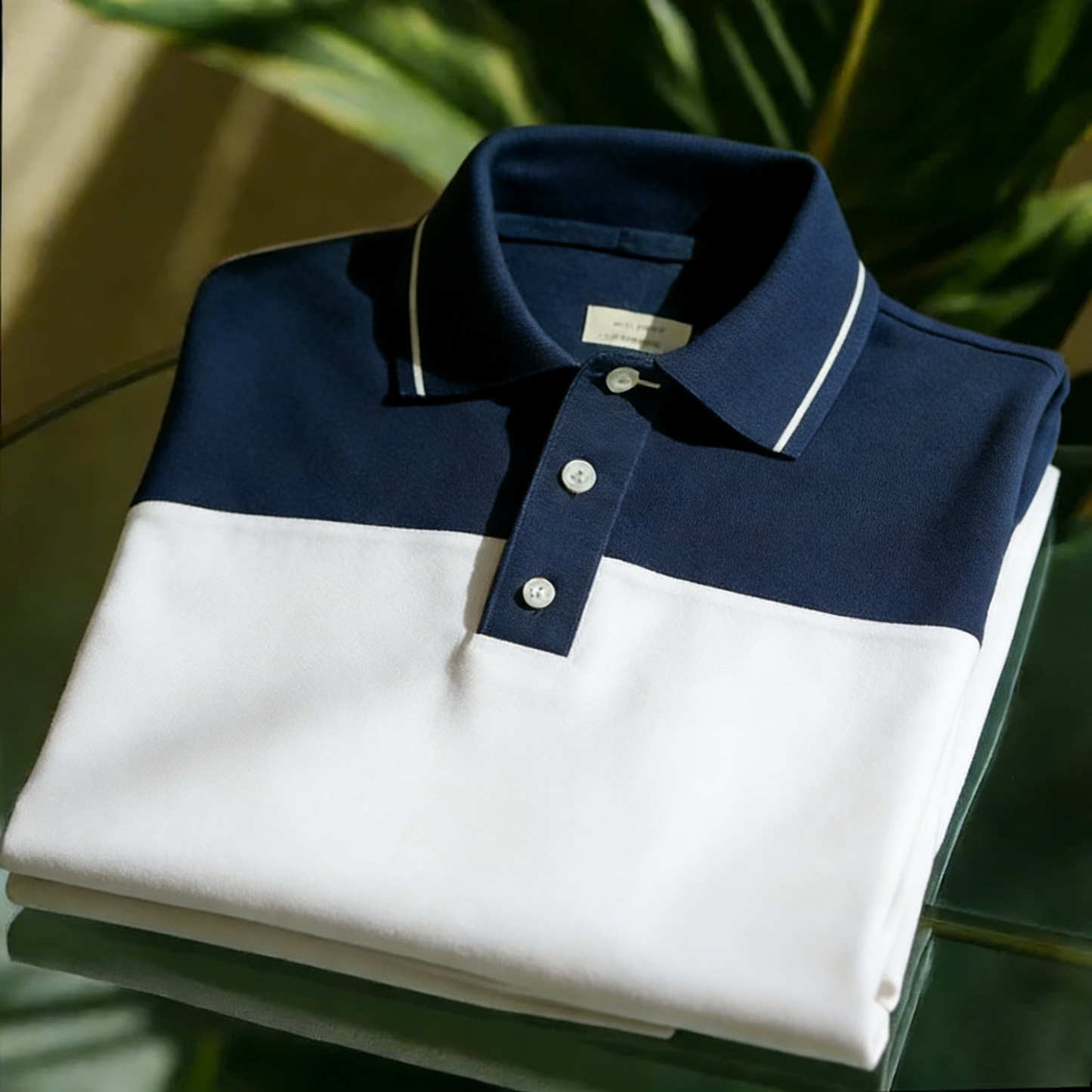 Men's Business Casual Jacquard Button Short Sleeve Polo Shirt