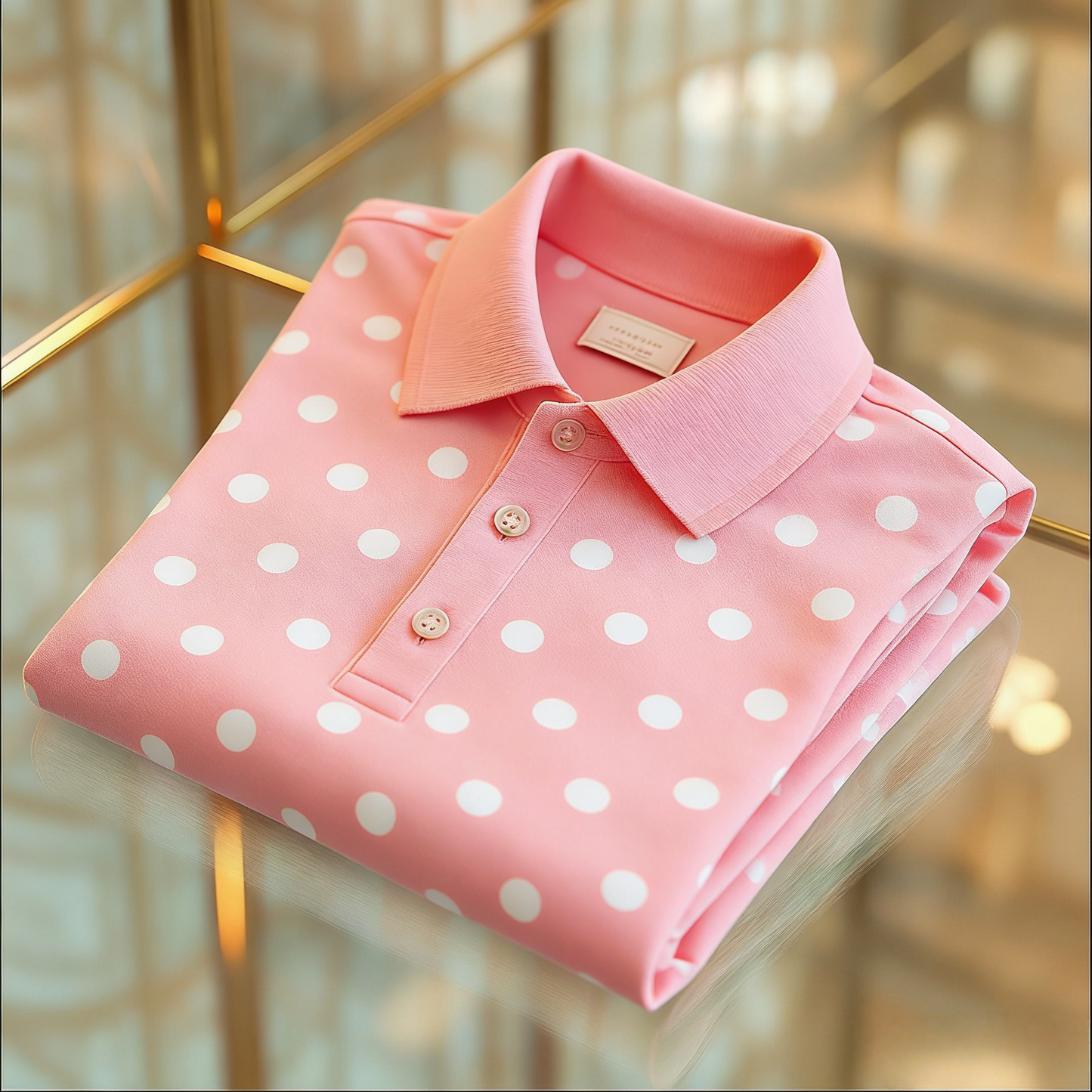 Men's Business Casual Jacquard Button Short Sleeve Polo Shirt