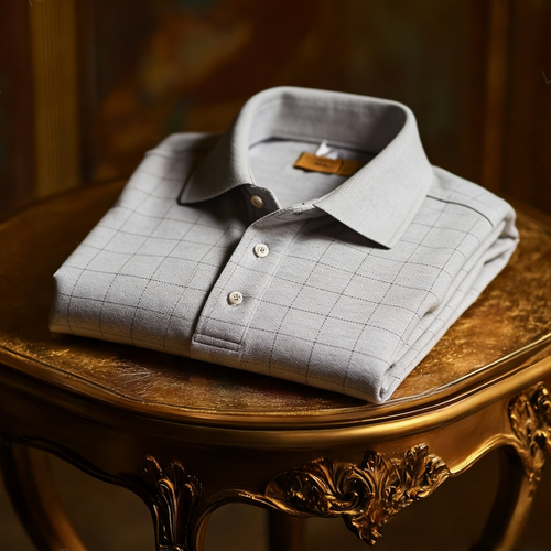 Men's Business Casual Jacquard Button Short Sleeve Polo Shirt