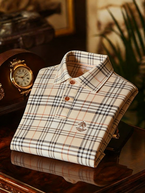 Men's Classic Business Button Short Sleeve Polo Shirt
