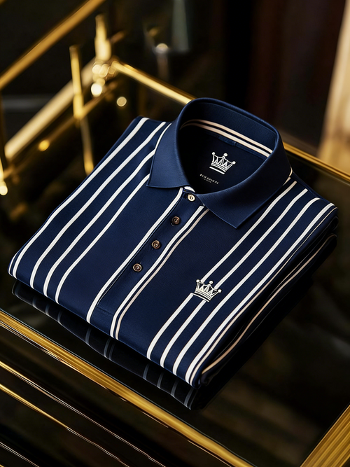 Men's Classic Business Button Short Sleeve Polo Shirt