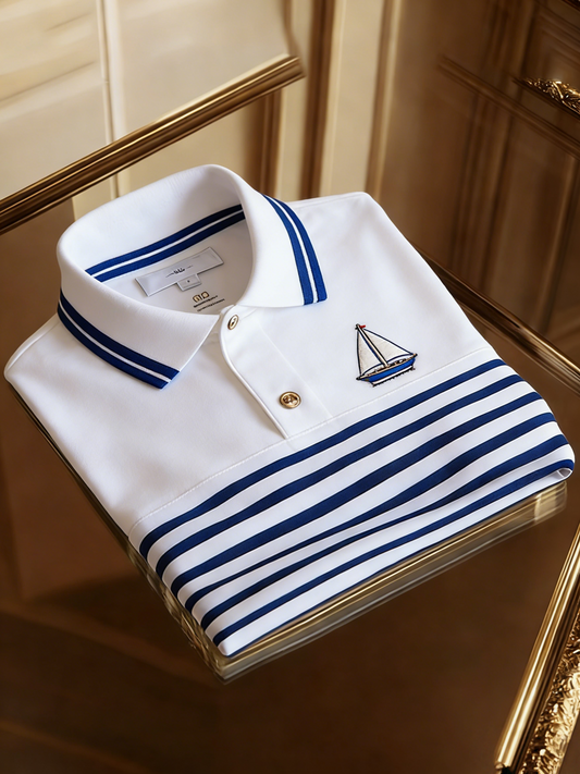 Men's Classic Business Button Short Sleeve Polo Shirt