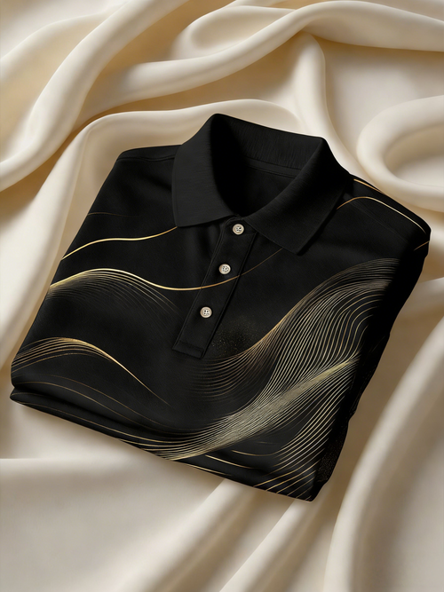 Men's Classic Business Button Short Sleeve Polo Shirt