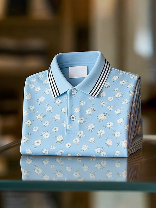 Men's Classic Business Button Short Sleeve Polo Shirt