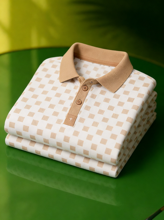 Men's Classic Business Button Short Sleeve Polo Shirt