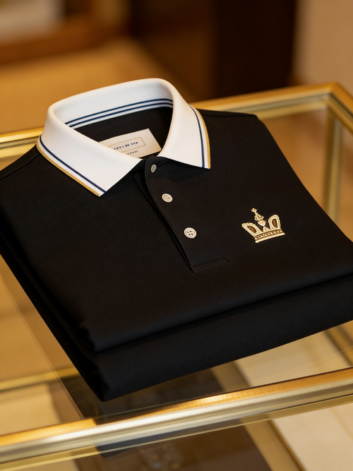 Men's Classic Business Button Short Sleeve Polo Shirt