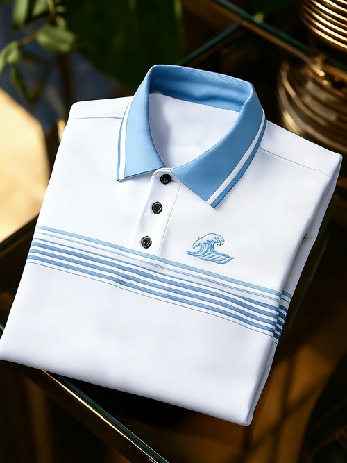 Men's Classic Business Button Short Sleeve Polo Shirt