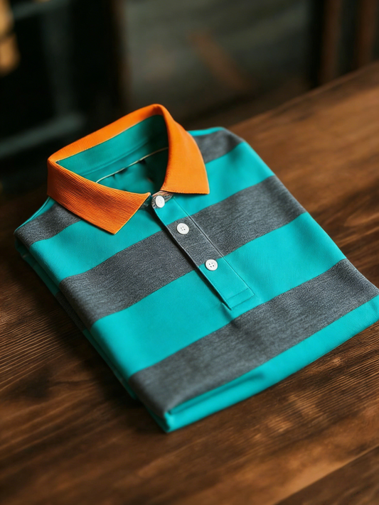 Men's Classic Business Button Short Sleeve Polo Shirt