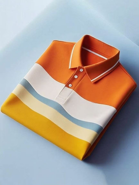 Men's Classic Business Button Short Sleeve Polo Shirt