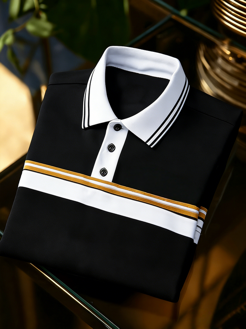 Men's Classic Business Button Short Sleeve Polo Shirt