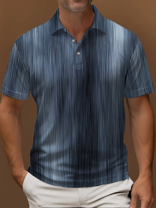 Retro Textured Men's Polo Shirt Stretch Comfort Basic Short Sleeve Polo Shirt