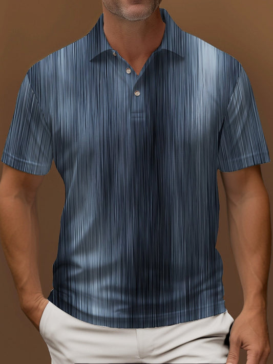 Retro Textured Men's Polo Shirt Stretch Comfort Basic Short Sleeve Polo Shirt