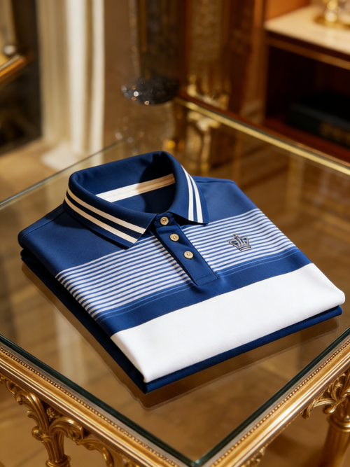 Men's Classic Business Button Short Sleeve Polo Shirt