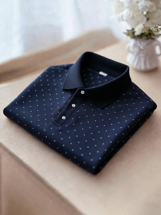 Men's Classic Business Button Short Sleeve Polo Shirt