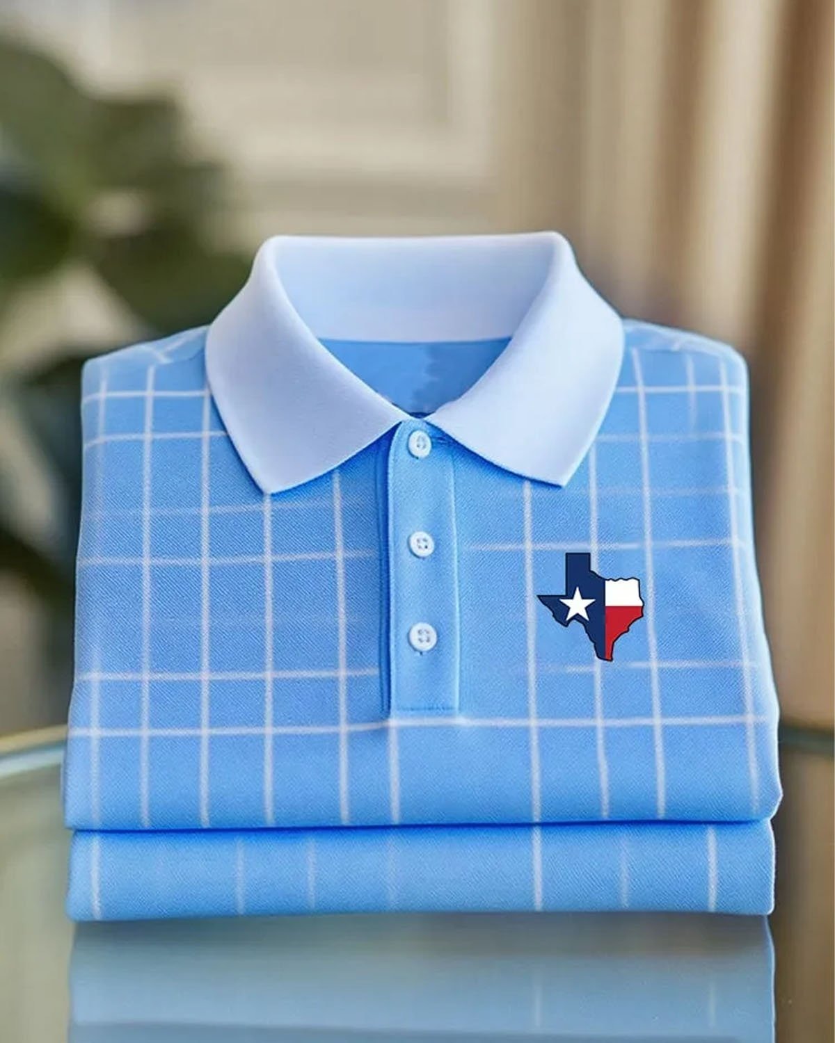 Men's Basic Geometric Line Short-Sleeve Polo Shirt