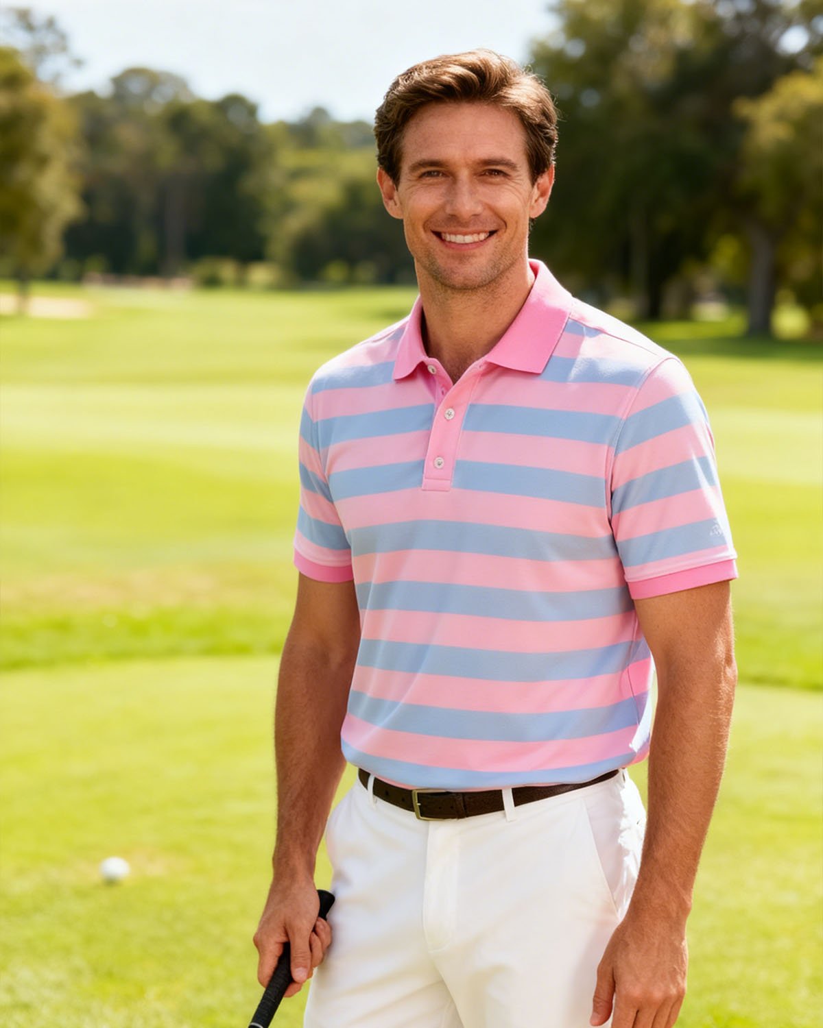 Basic Collection Casual Check Geometric Short-Sleeve Men's Polo Shirt