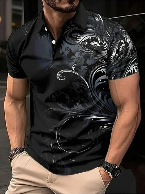 Vintage Flowers Art Print Casual Short Sleeve Polo Shirt