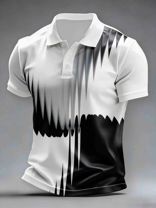 Irregular Gradient Geometry Art Print Casual Short Sleeve Polo Shirt